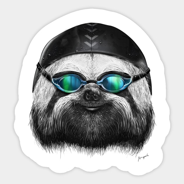 SLOTH SWIMMER Sticker by Migar